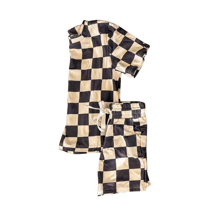 Checkered top matching shorts boy summer outfit preorder