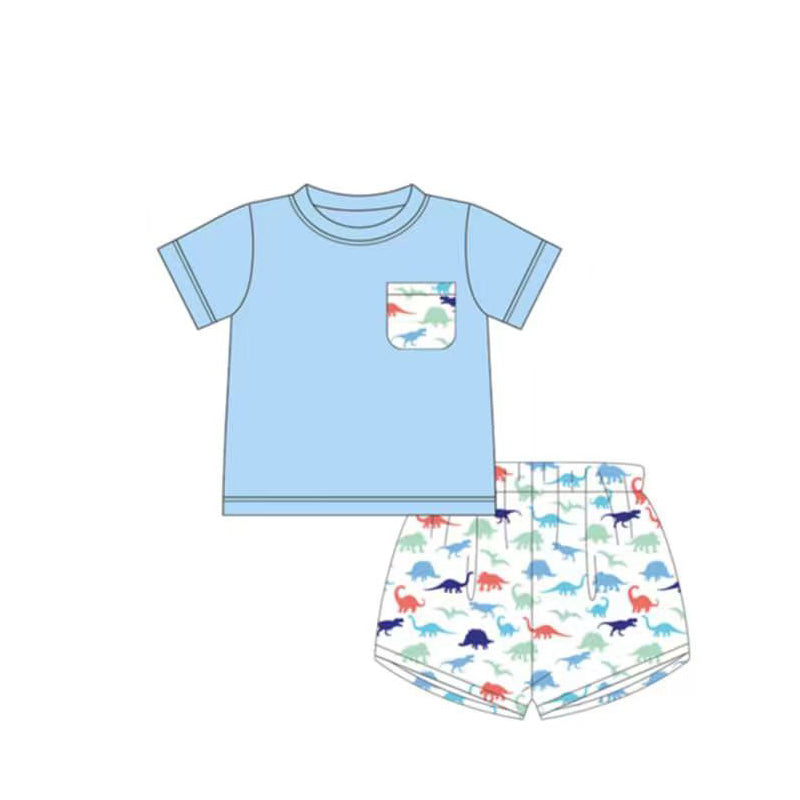 Dinosaur top matching shorts boy summer outfit preorder