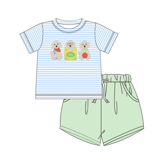 Back to school apple top matching shorts boy summer outfit preorder