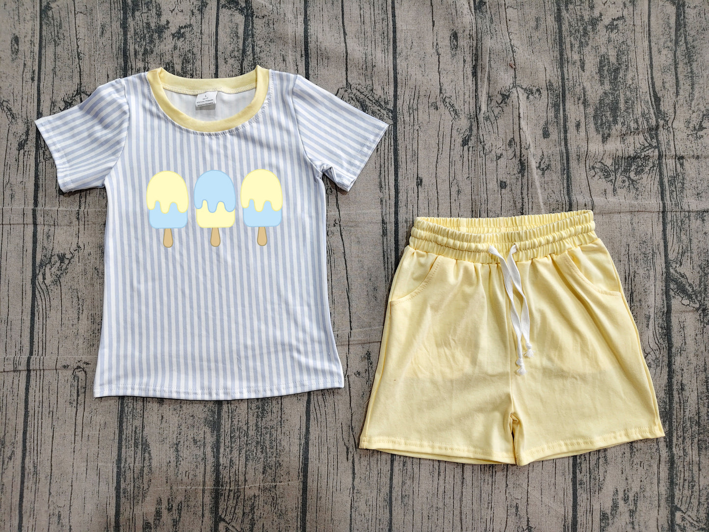 Embroidery Popsible short sleeve top matching shorts boy summer outfit preorder