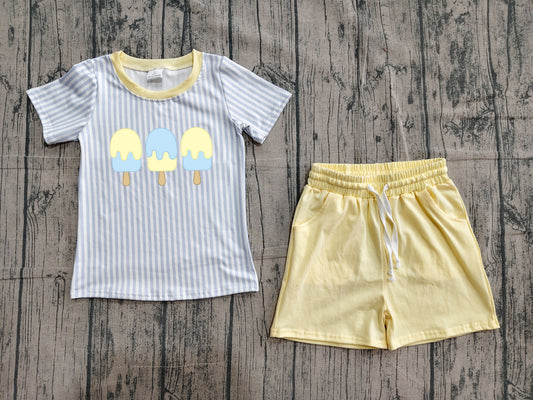 Embroidery Popsible short sleeve top matching shorts boy summer outfit preorder