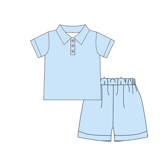 Blue pullover top matching shorts boy summer outfit preorder