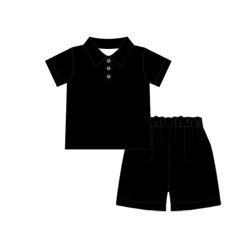 Black pullover top matching shorts boy summer outfit preorder