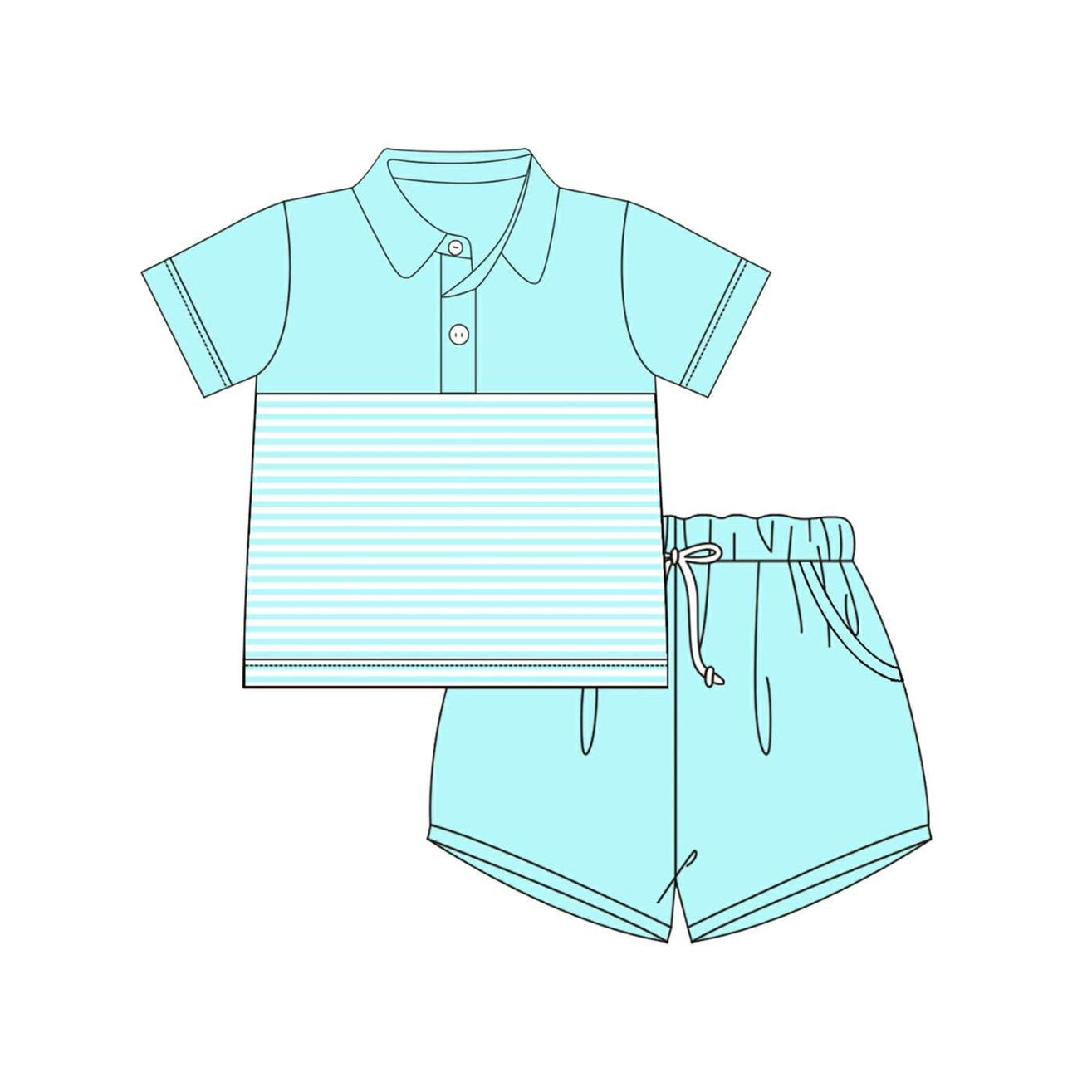 Aqua pullover top matching shorts boy summer outfit preorder