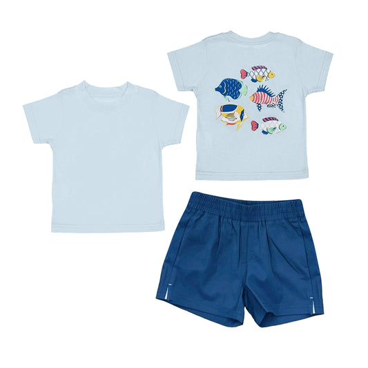 Fishing top matching shorts toddle baby boy outfit preorder