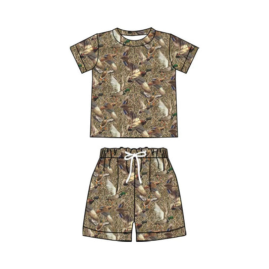 Duck print top matching shorts toddle baby boy outfit preorder