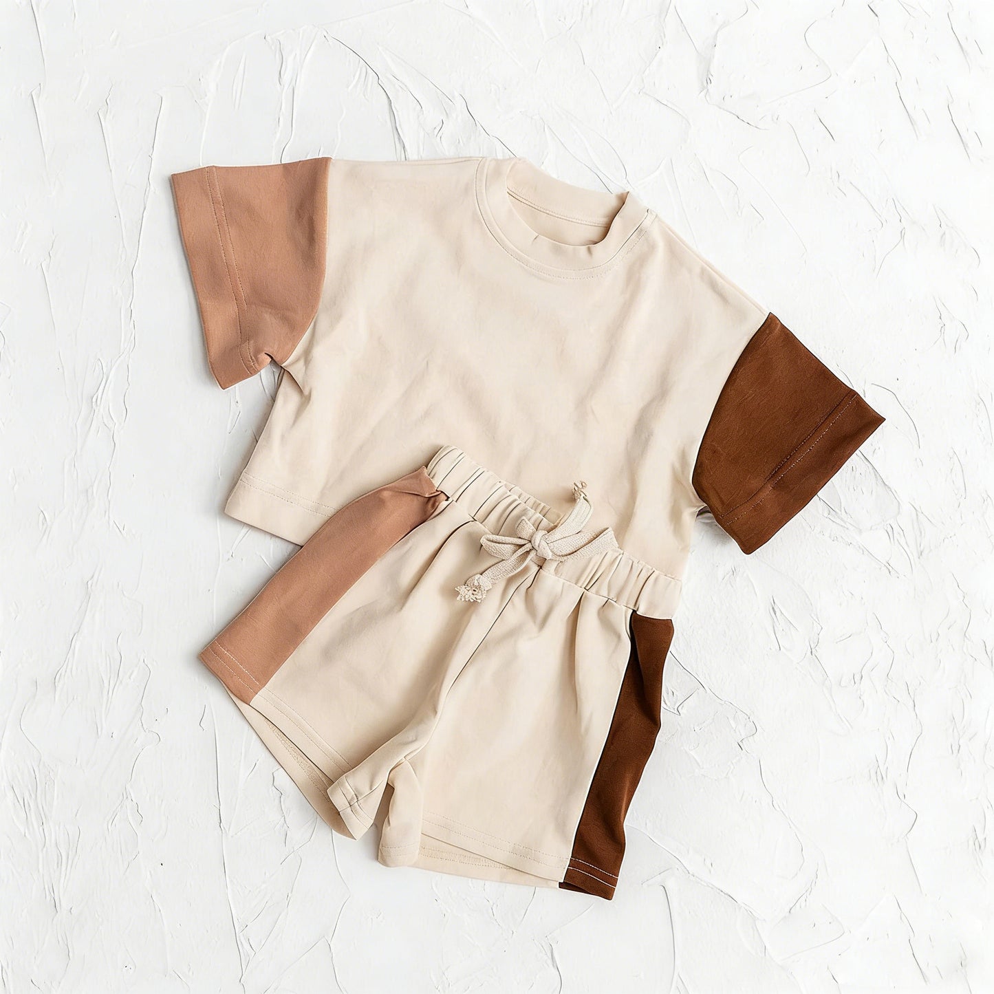 Khaki top matching shorts toddle baby boy outfit preorder