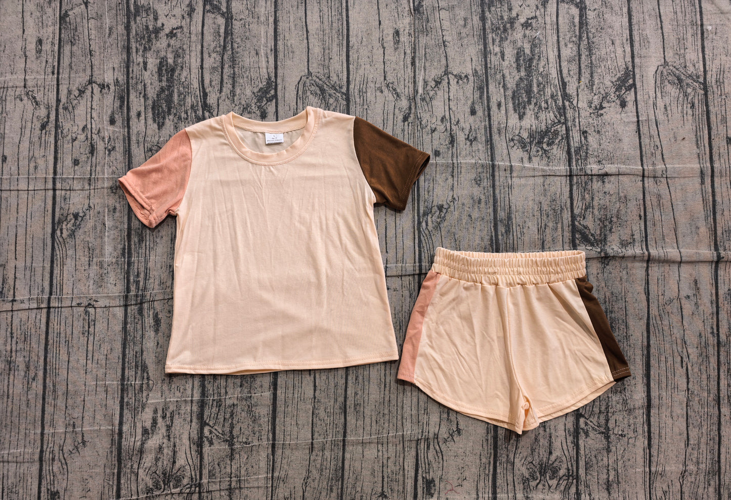 Khaki top matching shorts toddle baby boy outfit preorder