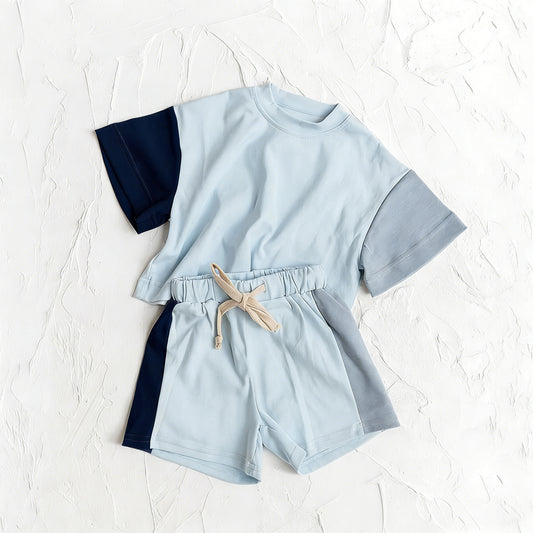 Sky blue top matching shorts toddle baby boy outfit preorder
