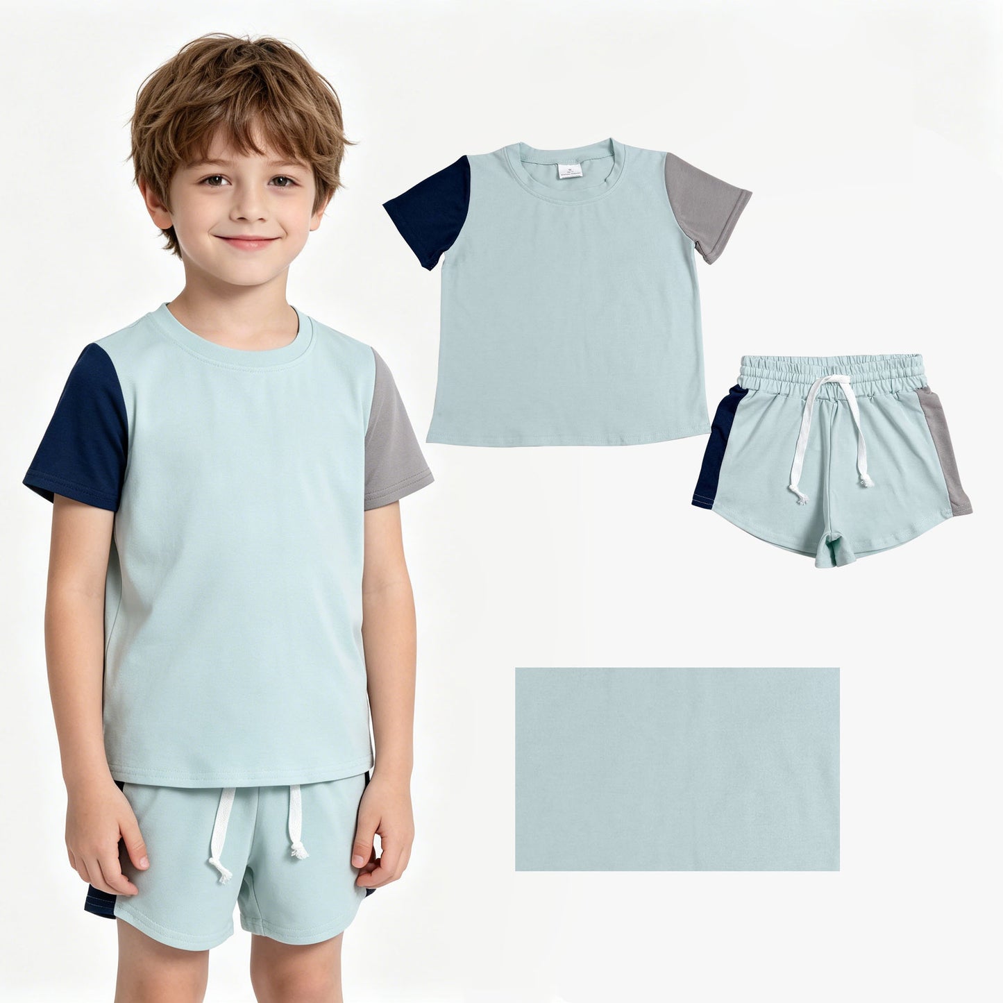 Sky blue top matching shorts toddle baby boy outfit