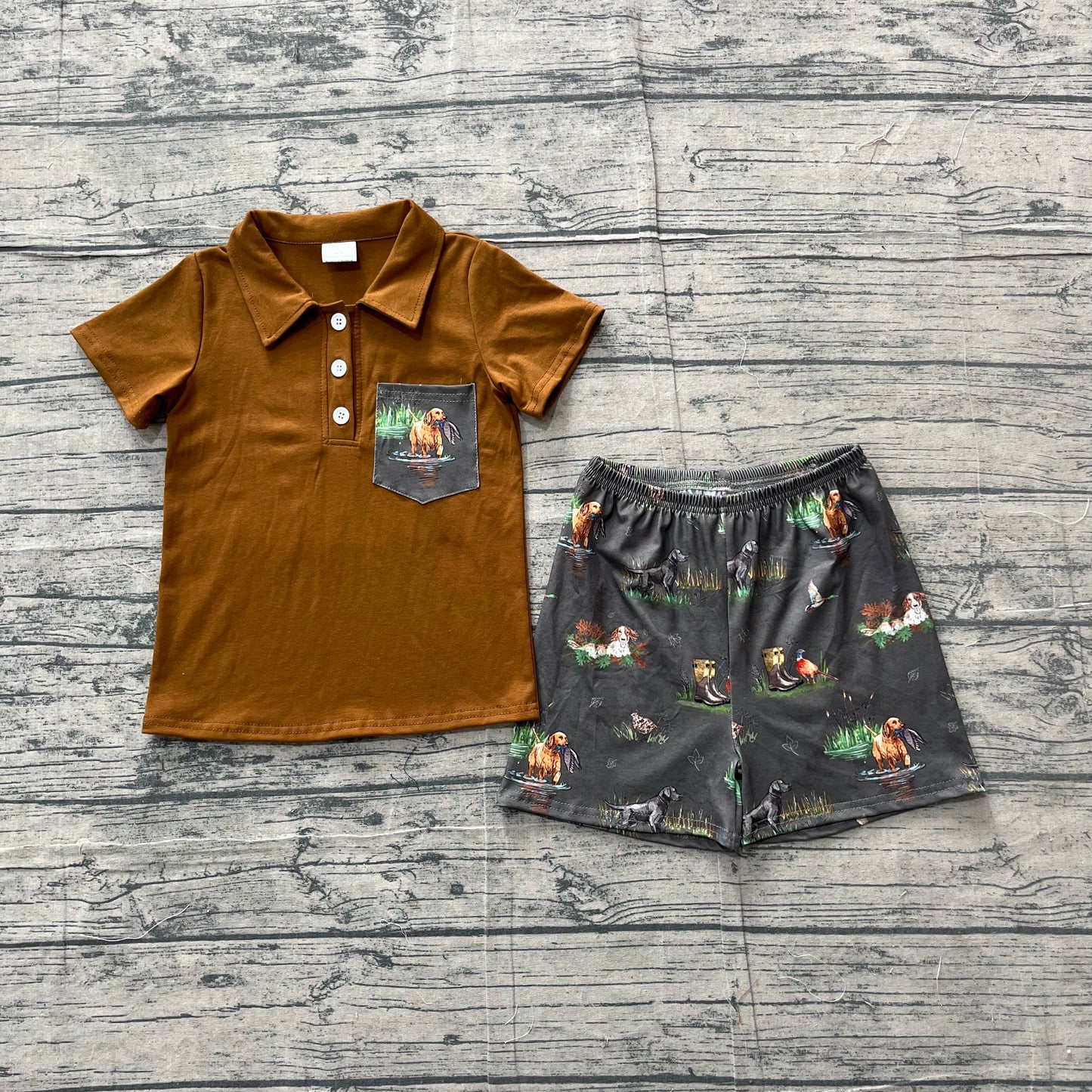 Duck dog top matching shorts toddle baby girl outfit preorder