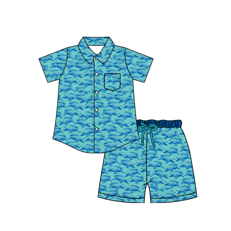 Crocodile top matching shorts boy summer pajama set preorder