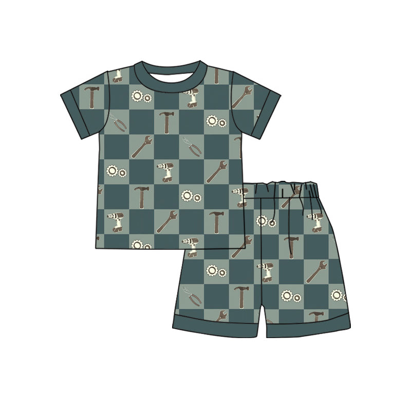 Tool print short sleeve top matching shorts toddle baby boy outfit preorder