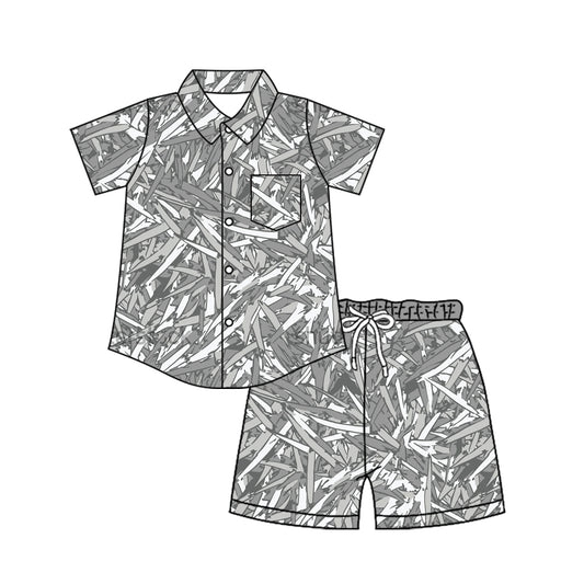 Short sleeve button down top matching shorts toddle baby boy outfit preorder