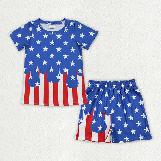 July 4th star top matching shorts baby boy summer outfit