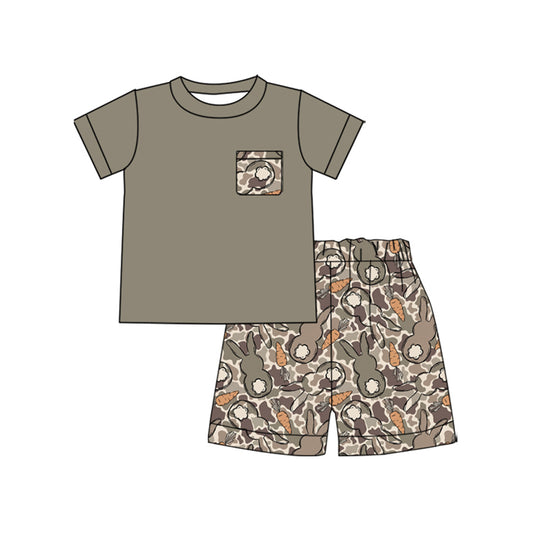 Easter camo bunny  top matching shorts boy summer outfit preorder