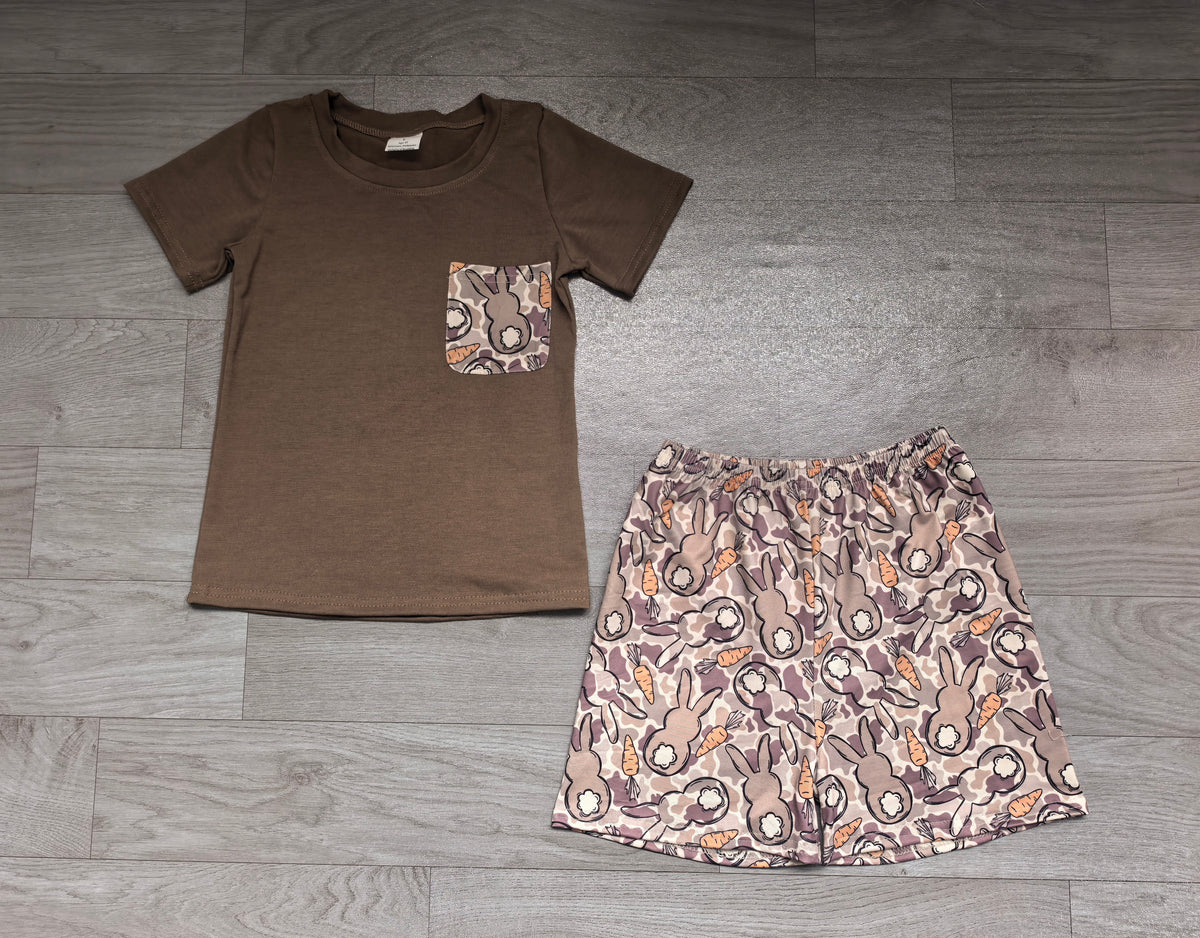 Easter camo bunny  top matching shorts boy summer outfit preorder