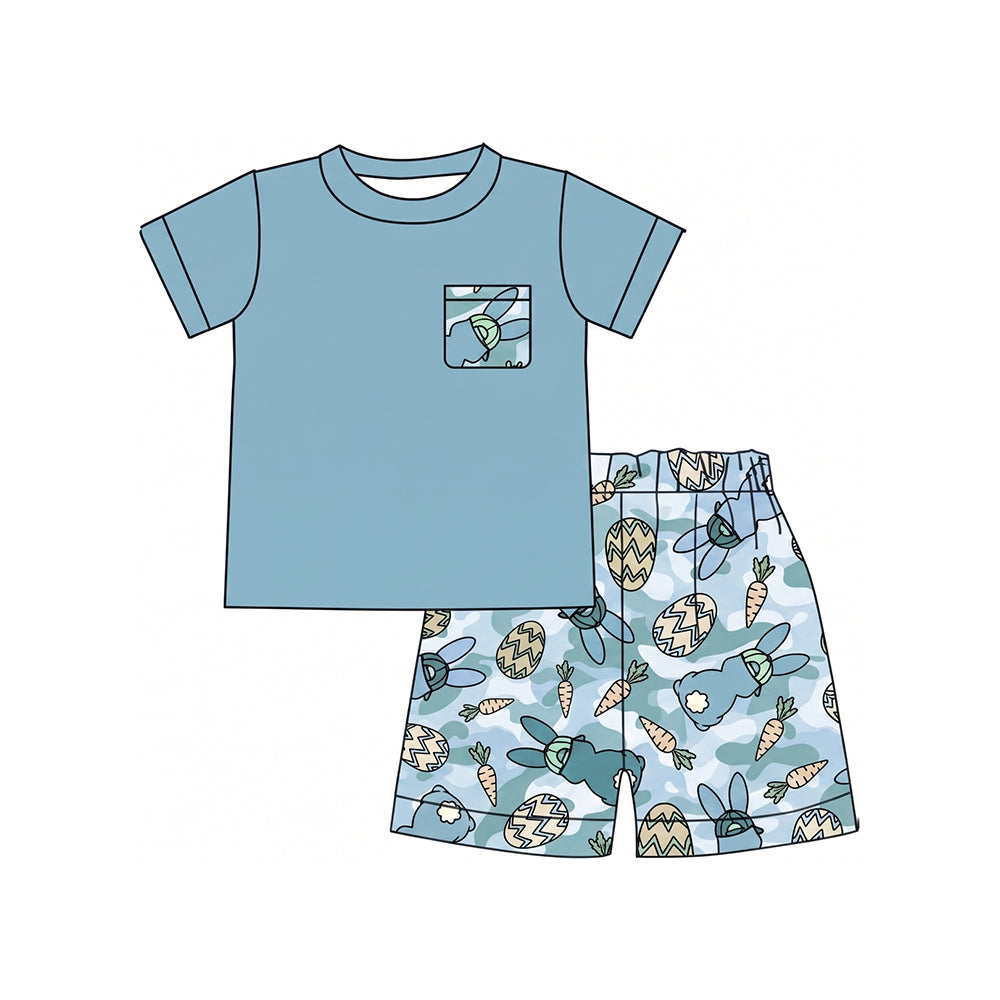 Easter camo bunny  top matching shorts boy summer outfit preorder