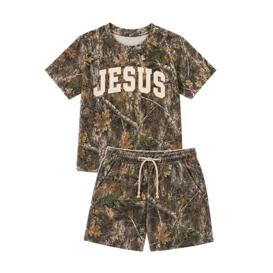 Jesus print boy short sleeve set outfit preorder