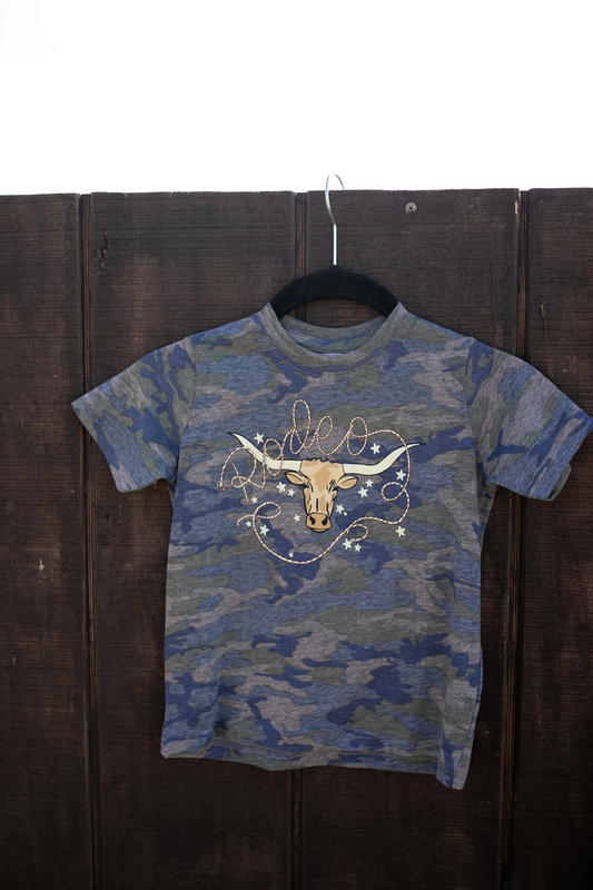 Pre-order western rodeo short sleeve camo top