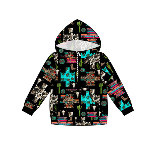 western cactus long sleeve hoodie top pullover coat jacket