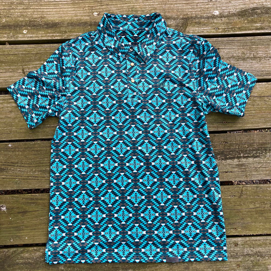 kids short sleeve Aztec button down shirt preorder