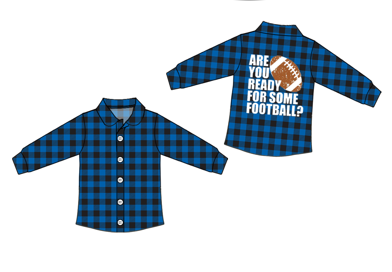 are u ready for some football kids long sleeve plaid button shirt preorder