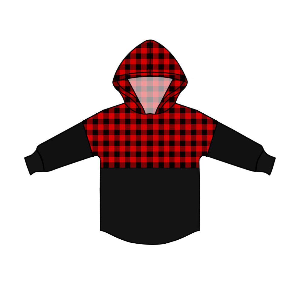 baby boy long sleeve red white plaid hoodie top preorder