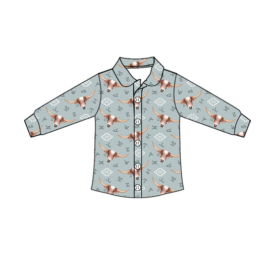 baby boy long sleeve cow floral button shirt preorder