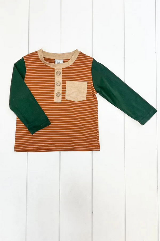 brown stripes long sleeve kids fall winter top preorder