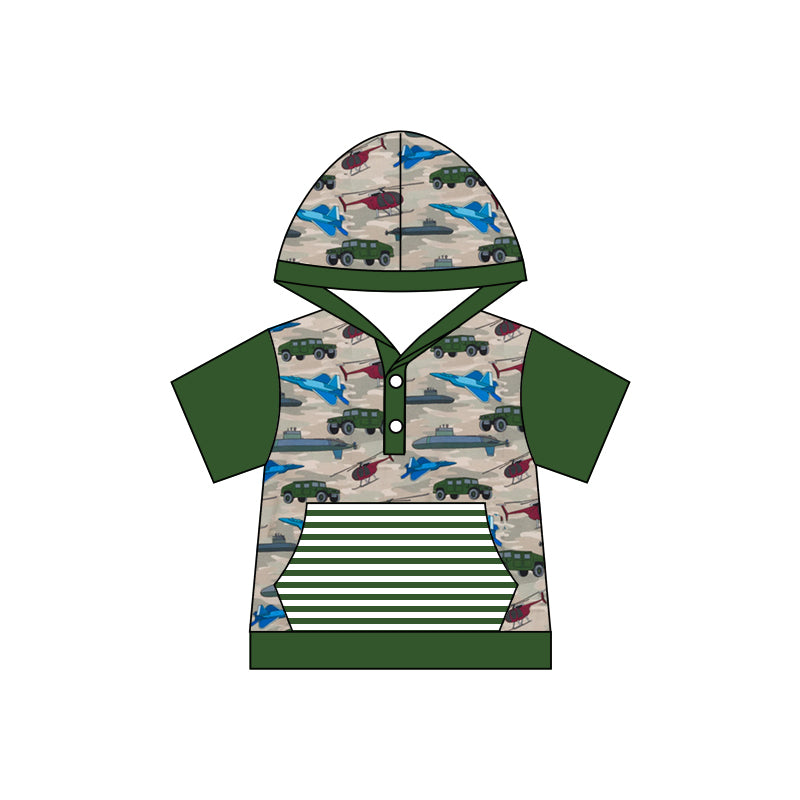 baby boy short sleeve plane car print hoodie top preorder