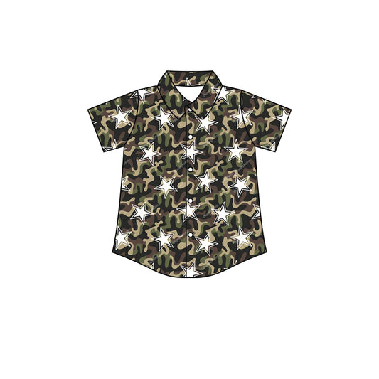 baby boy camo start short sleeve button down shirt preorder