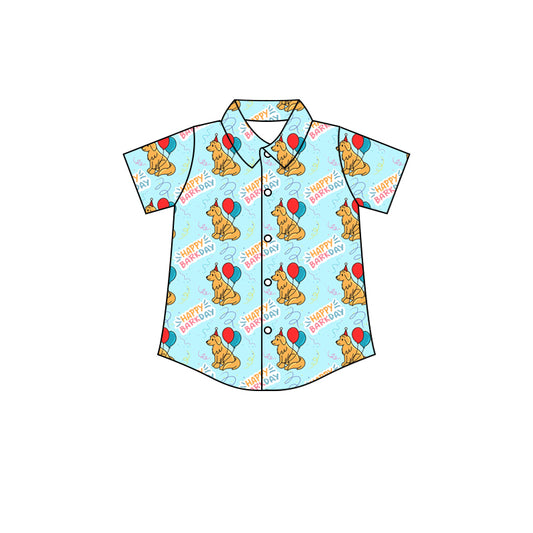 Happy birthday baby boy short sleeve button down shirt preorder