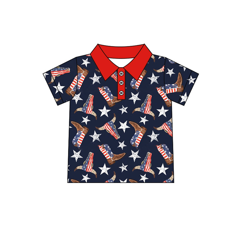 baby boy july 4th cow polo shirt preorder