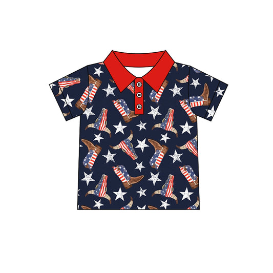 baby boy july 4th cow polo shirt preorder