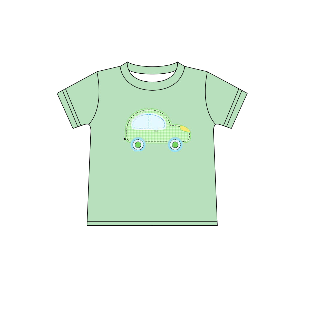 toddle baby boy short sleeve green car shirt preorder