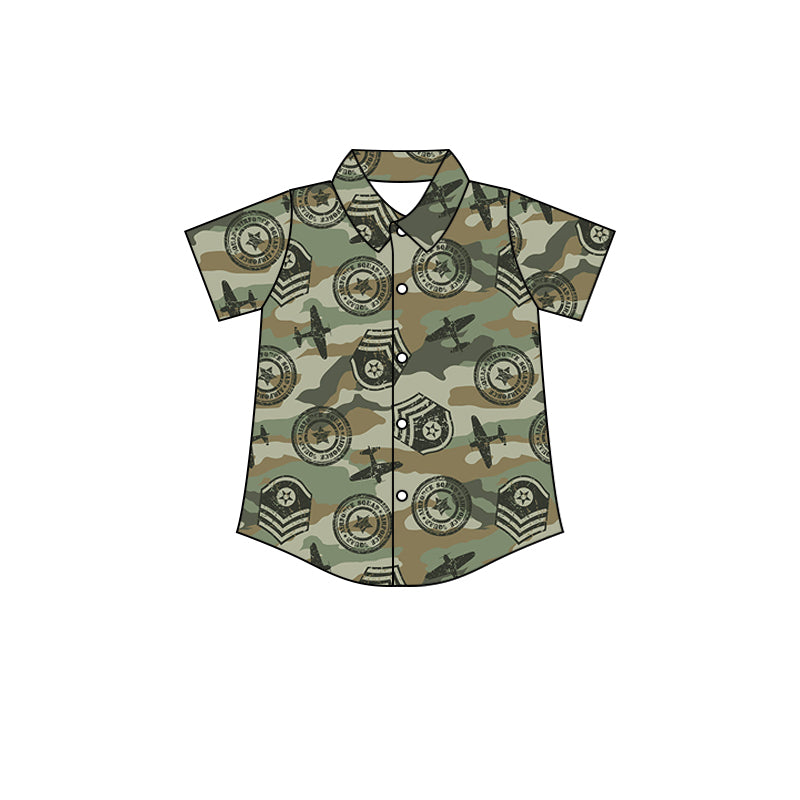 baby boy camo army button down shirt preorder