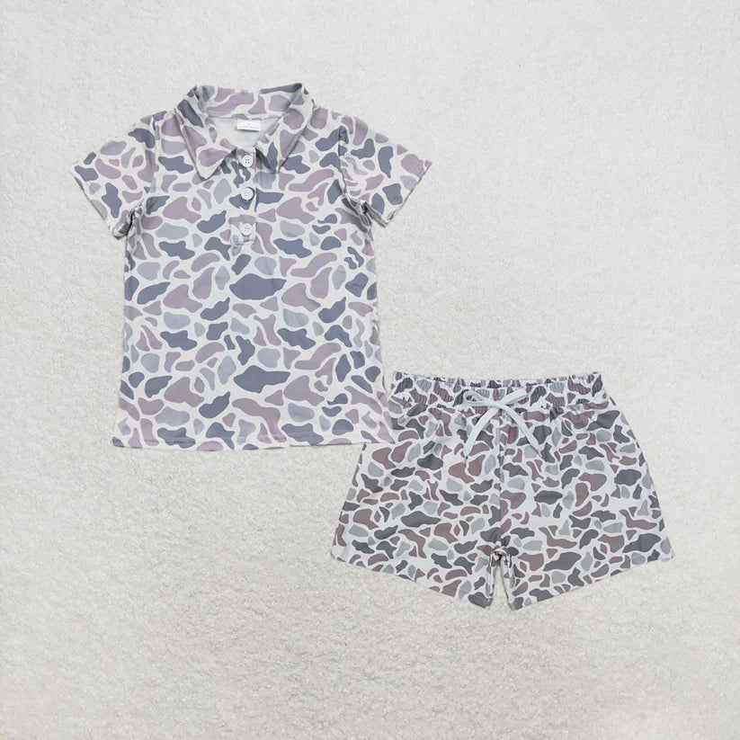 Kids boys clothes duck Short Sleeve Suit Top and swimtrunks BT0597+S0458