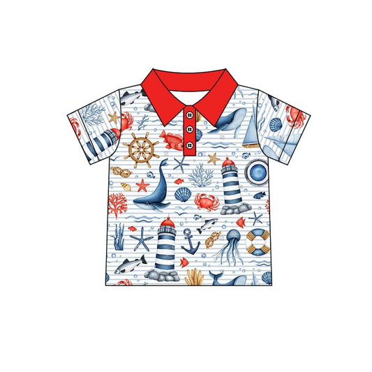 Sea animal sailboat short sleeve shirt preorder