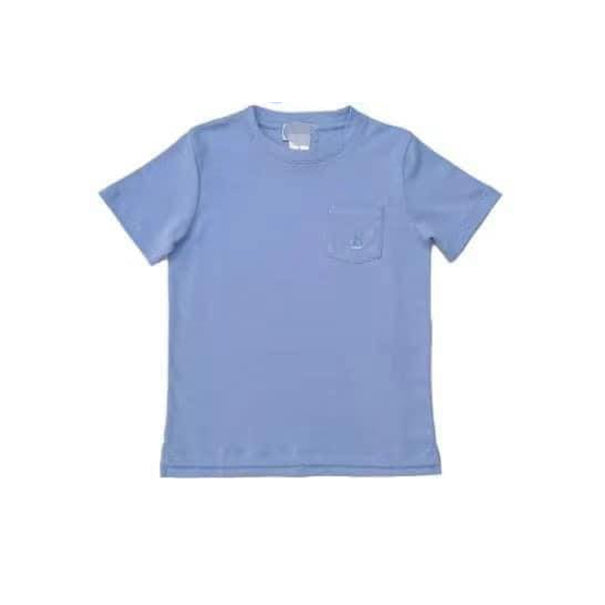 infant baby boy short sleeve blue pocket shirt preorder