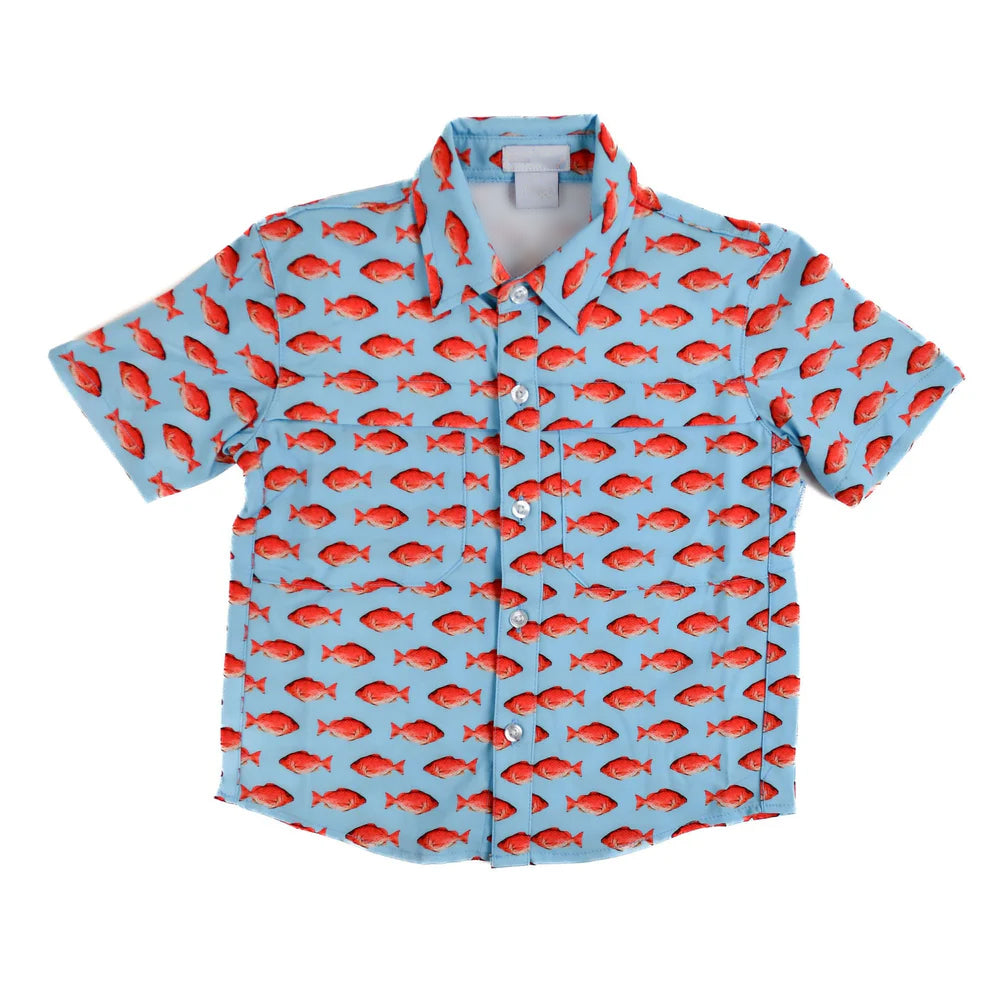 baby boy short sleeve sea fish button shirt preorder