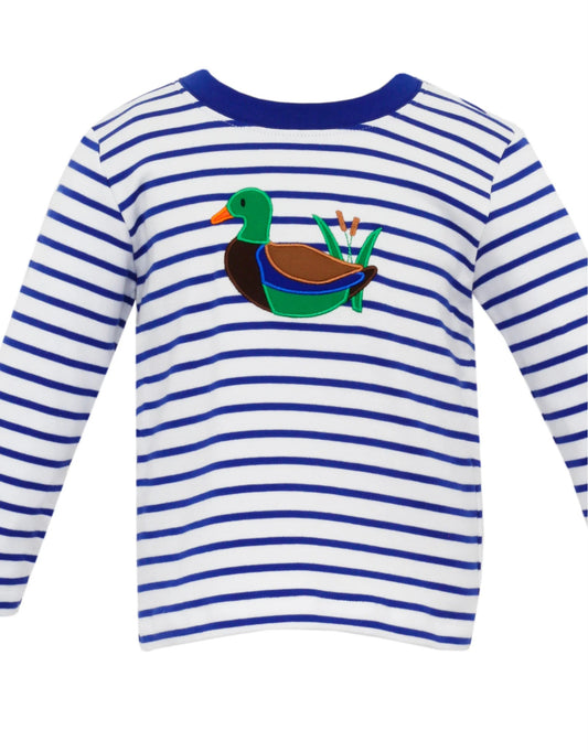 baby boy clothes blue stripes mallard duck shirt preorder