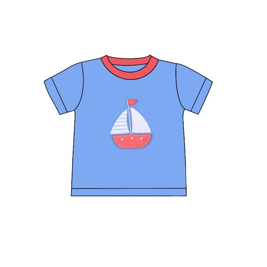 infant baby boy short sleeve sailboat shirt preorder