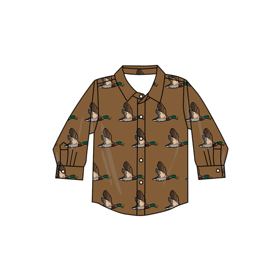 infant baby boy mallard duck long sleeve button dowm shirt preorder