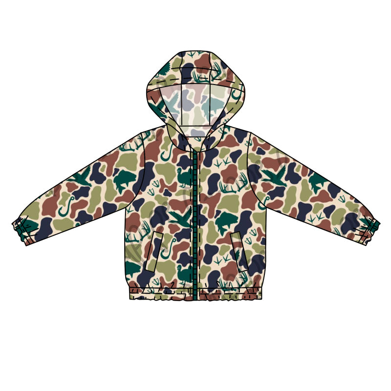 infant baby boy mallard duck green navy camo long sleeve hoodie top preorder