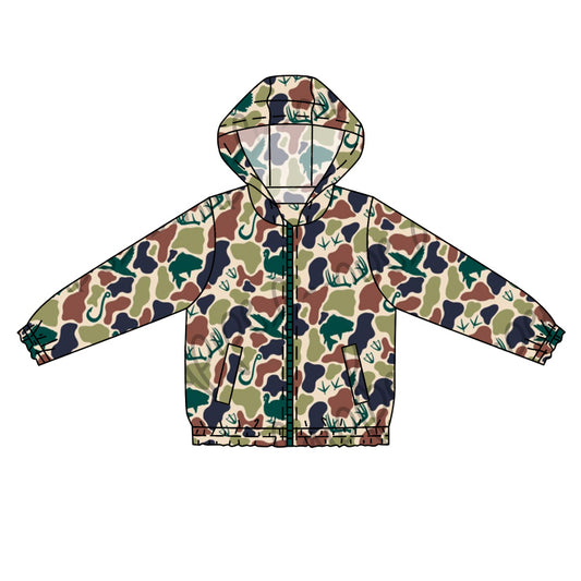 infant baby boy mallard duck green navy camo long sleeve hoodie top preorder