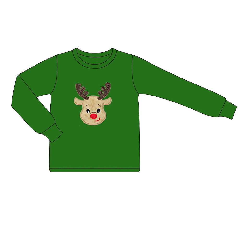 infant baby boy long sleeve christmas reindeer shirt preorder