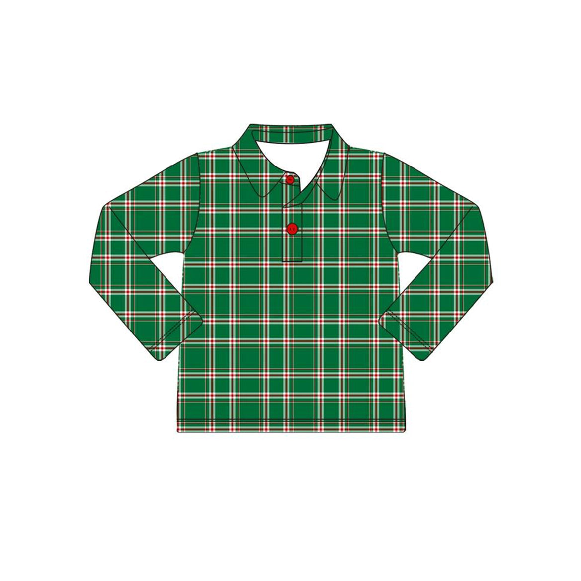 infant baby boy long sleeve christmas green plaid button shirt preorder