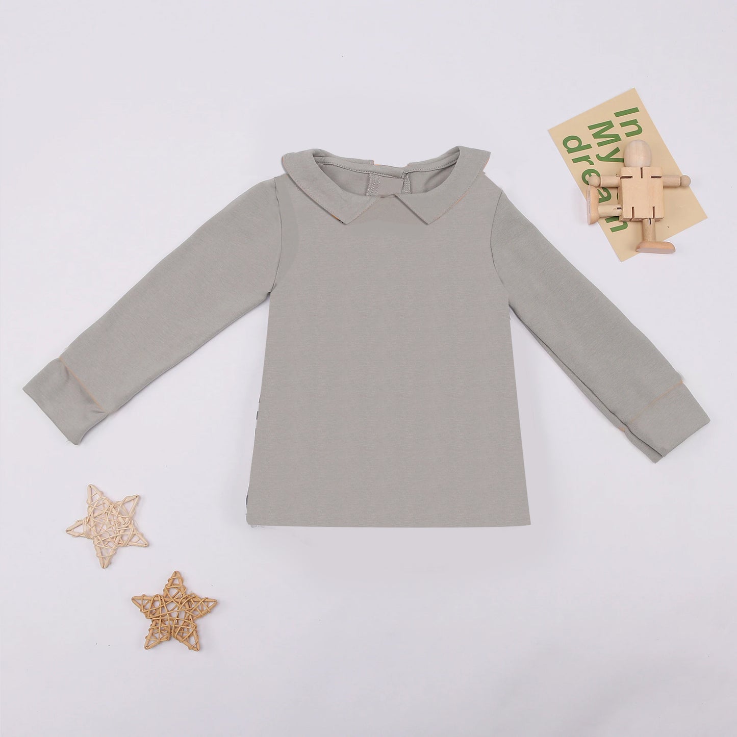 toddle baby girls long sleeve grey cotton shirt preorder