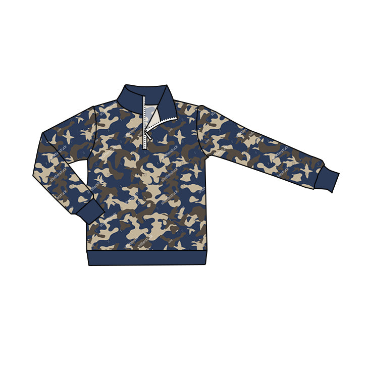 toddle baby boy long sleeve dark blue mallard duck camo long sleeve pullover preorder